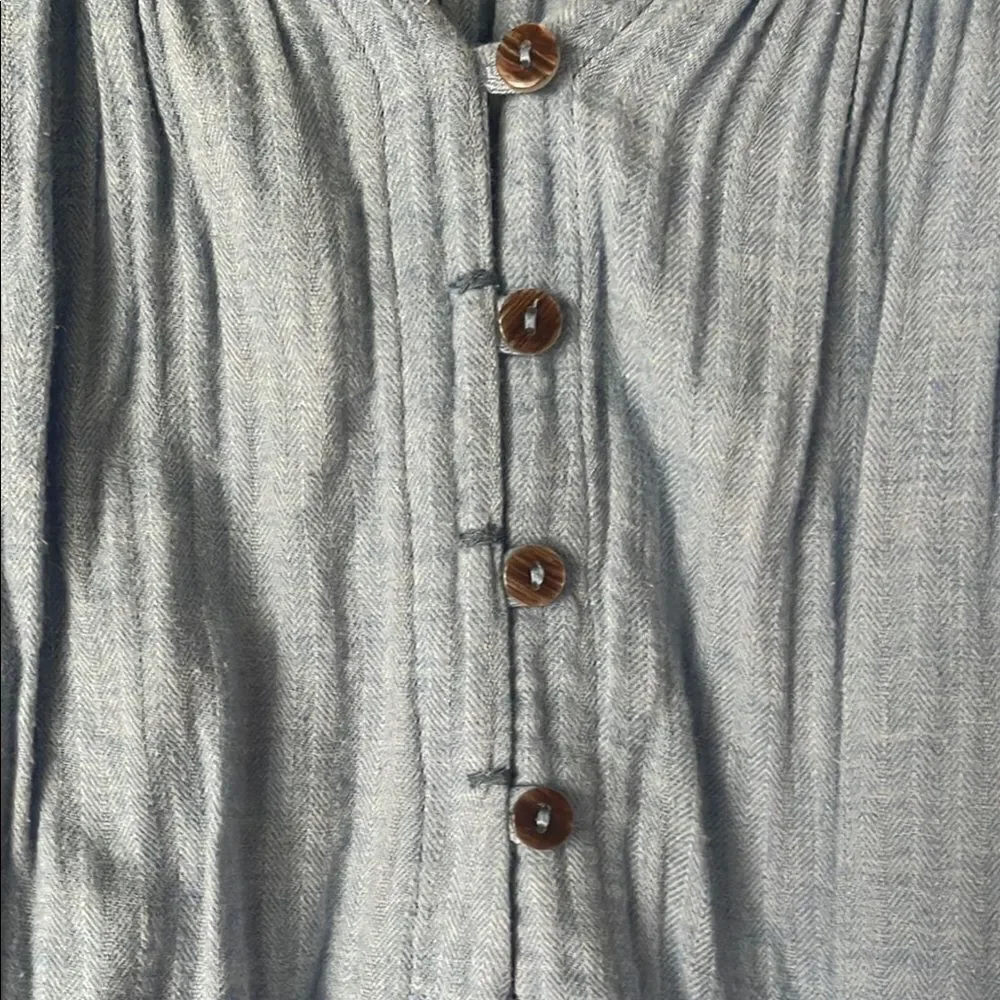 We The Free Blue Ruffled Buttoned Blouse - Picture 5 of 7
